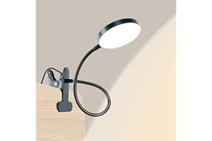 LiFMIRA Clip on Lamp, 8W 66 LED Bed Light for Reading, 5 Color Modes, 10 Brightness Levels, Eye Care, Flexible Gooseneck, Metal Clamp, USB Powered, Modern Design, Black
