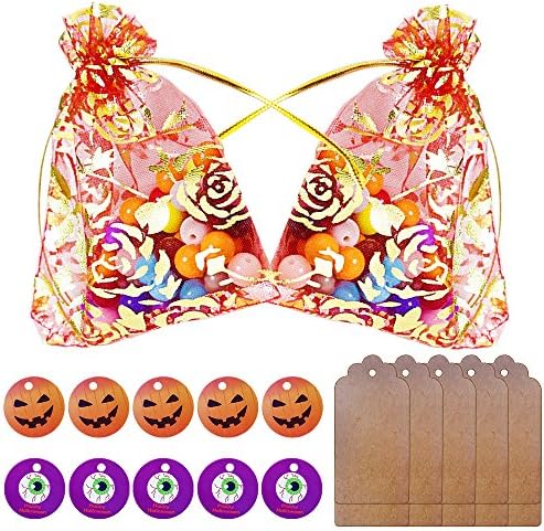 Candy bags Drawstring Bags Party Favors, Arts &amp; Crafts Activity 10 Pcs,Halloween Style Gift Tags 10 Pcs,Kraft Paper Gift Tags 10 Pcs