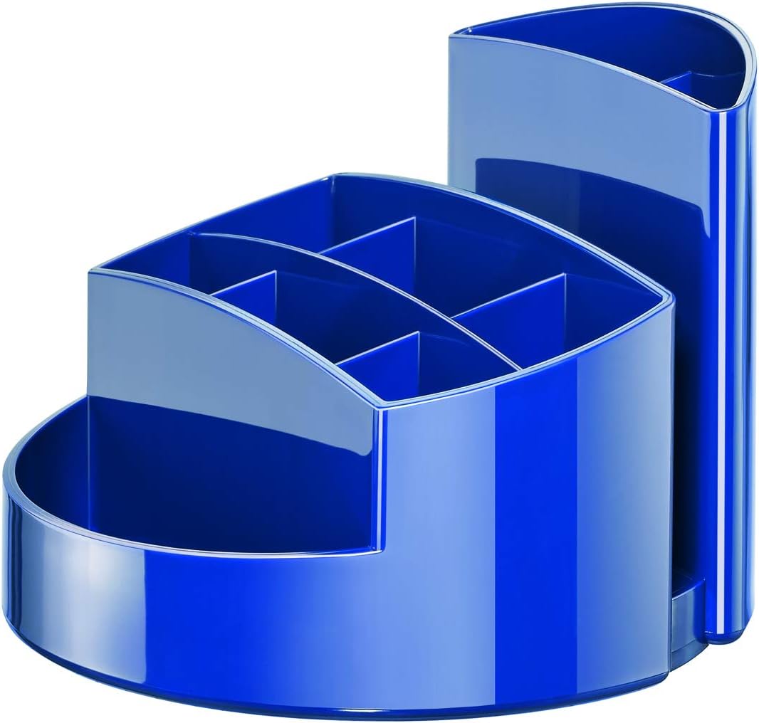 HAN 17460-14, RONDO Desk tidy. Elegant, glossy, premium quality with 9 compartments, blue, 140x140x109mm - Image 3