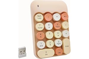 Seaciyan Wireless Number Pad, Ergonomic Cute Colorful Retro Mini Portable Numeric Keypad, 2.4G Cordless External Keyboard for