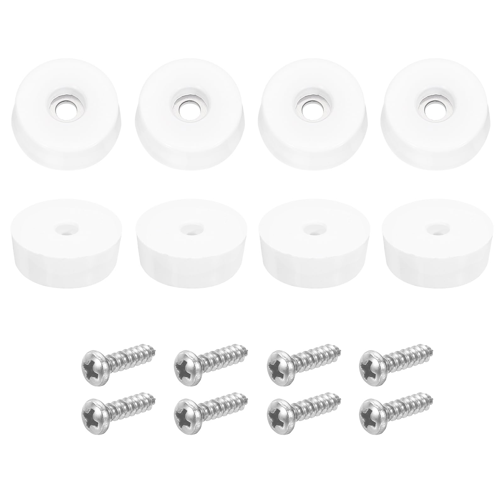 uxcell 8Pcs Rubber Bumper Feet, 9mm H x 25mm W Round Pads with Stainless Steel Washer and Screws for Furniture, Appliances, Electronics