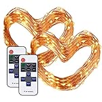 Cymas 2Pack LED String Lights, 33ft 100 LED Dimmable Lights with Remote Control, Waterproof Copper Wire Lights for Indoor Outdoor Bedroom Patio Wedding Decoration, UL Listed (2-Pack)