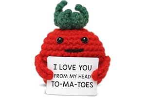 WEZADUK Positive Emotional Support Crochet Tomato, Funny I Love You Gifts for Husband Wife Mom Dad, Anniversary Birthday Gift Ideas, Mini Handmade Crochet Tomato Decor