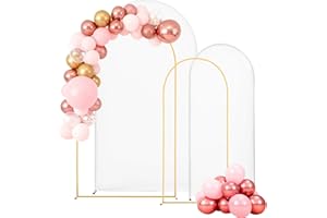 VEVOR Arch Backdrop Stand, Set of 2, 7.2 ft and 6 ft, Stable Structure, Easy Assembly, Gold Metal Arch Backdrop Stand with Co
