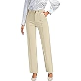 FUNYYZO Office Dress Pants for Women Stretch High Waisted Casual Business Long Trousers with Deep Pockets