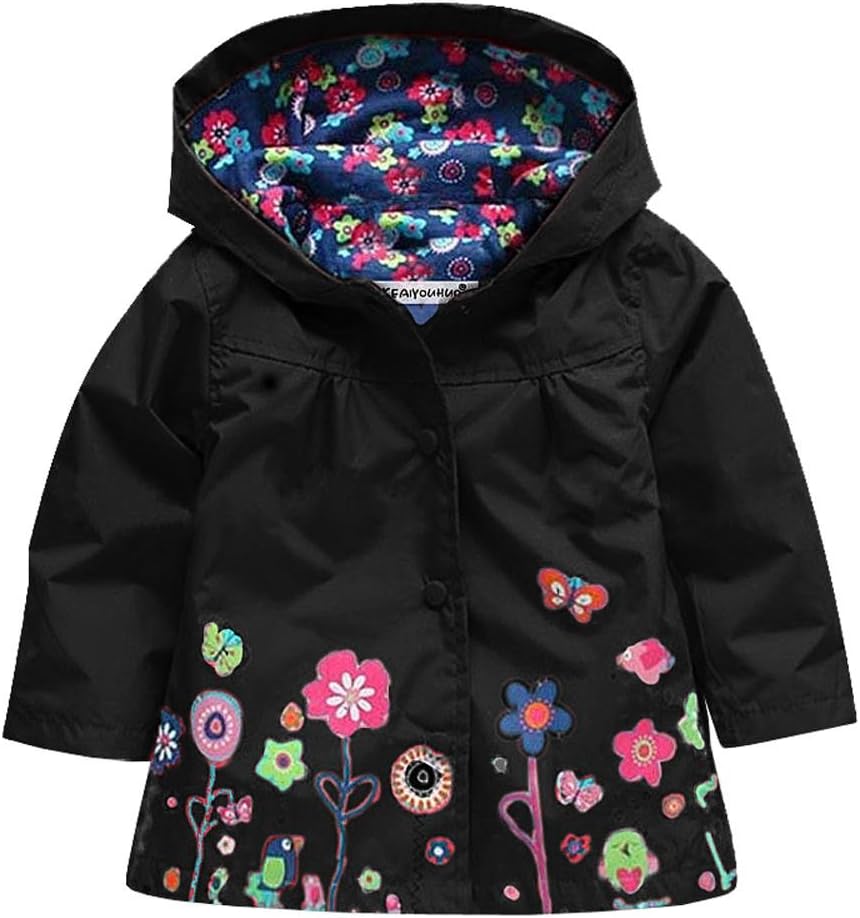 Baby Girl Kid Waterproof Floral Hooded Coat Jacket Outwear Raincoat Hoodies