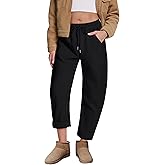 HOTIAN Womens Fleece Lined Sweatpants Barrel Leg Thermal Winter Warm Baggy Joggers Casual Athletic Pants with Pockets
