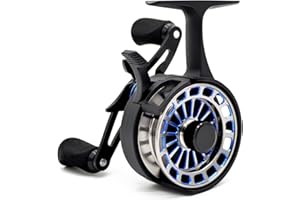 CAMEKOON Inline Ice Fishing Reel, 3.2:1 High Speed Gear Ratio, 3+1 Anti-Reverse Ball Bearings, Magnetic Brakes, Lightweight Graphite Frame with a CNC Aluminum Spool for Winter Fishing
