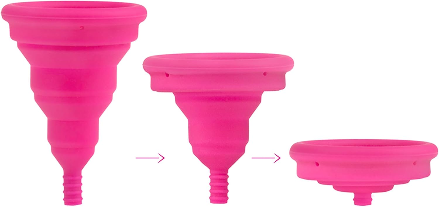 Intimina Lily Cup Compact Size B - Small Menstrual Cup with Flat-fold Compact Design, Cerise - Image 5