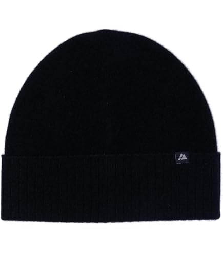 rag & bone Addison Black Rib Knit Beanie Wool Logo Patch Hat Quiet Luxury Apres Addison Wool-Blend Beanie | rag & bone main image 2