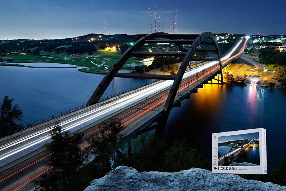 Pennybacker Bridge in Austin Texas 1000 Pieces Wooden Challenge Jigsaw Puzzles Difficult Photography Puzzles for Adult