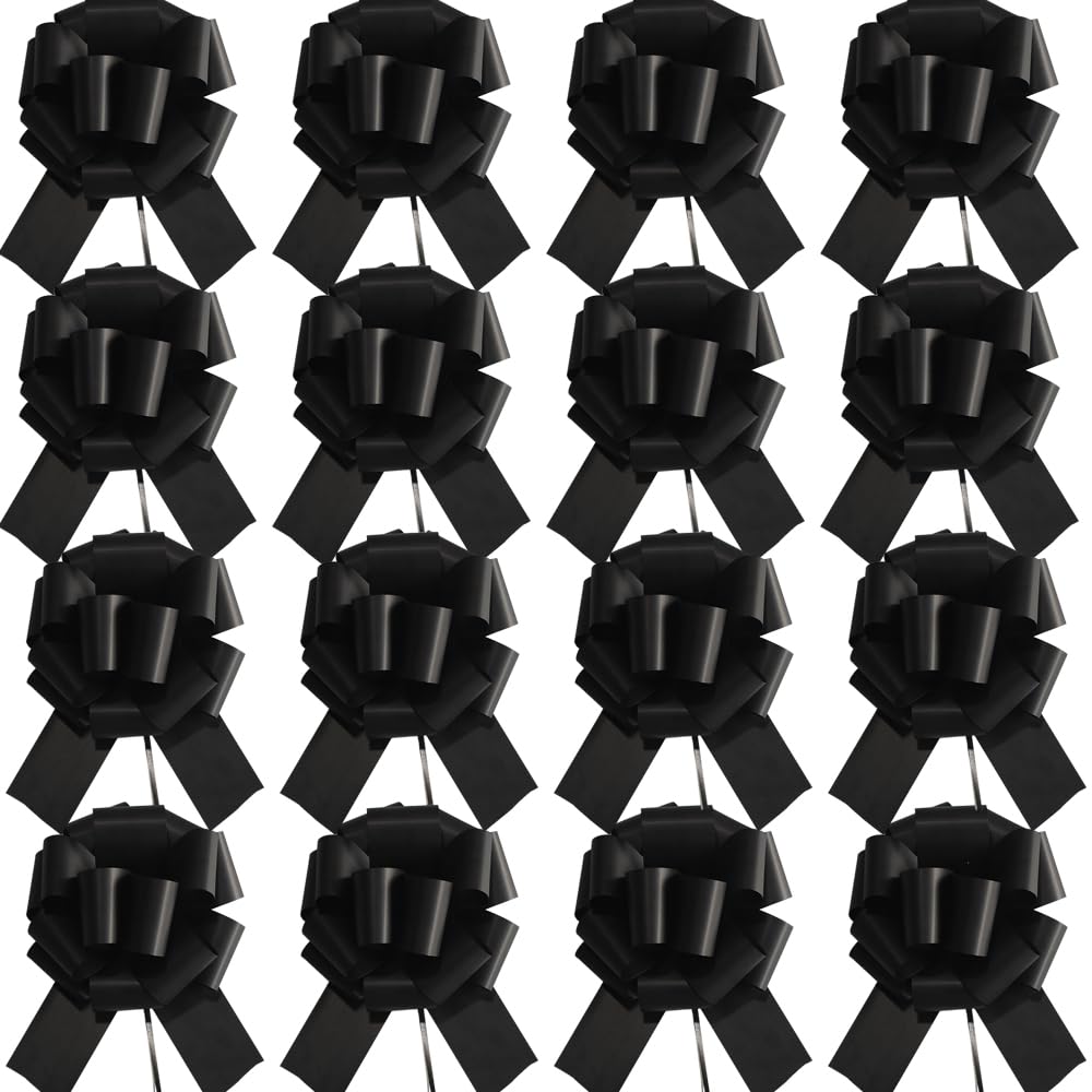 Photo 1 of 16 Pcs Pull Bows for Gift Wrapping,6 Inch Gift Bows for Presents,Birthday,Anniversary,Party,Christmas,Wreath,Holiday Celebration Gift Decoration (16Pcs Black)