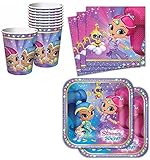 Tableware Kit for 16 Shimmer and Shine Birthday Party Supplies Plates, Napkins, Cups