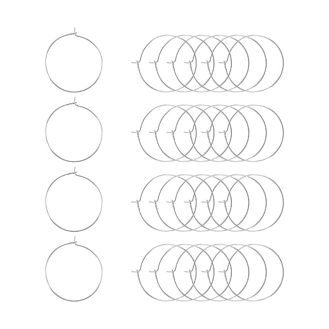 pandahall Elite 200 Stück Messing Wein Glas Charme Ring Ohrring Bördeln Hoop Party Bevorzugen 30x0.8mm Silber