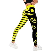 Womens Halloween Leggings with Demon Printed High Waist Workout Plus Size Gym Athletic Running Yoga Pants