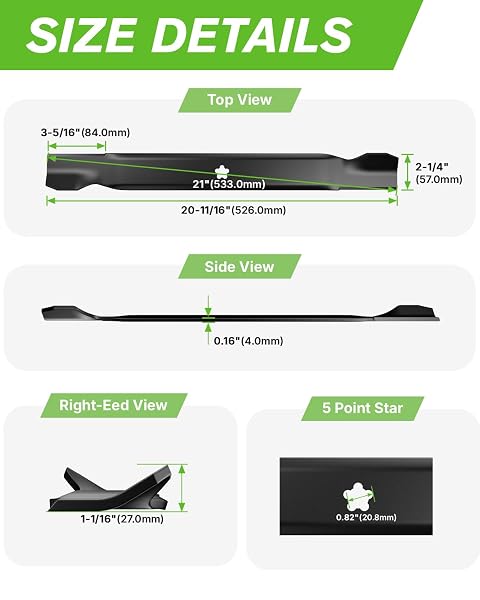 CHWAY 42 INCH DECK LAWN MOWER BLADES,138971 MULCHING BLADES WITH 5 POINT STAR, COMPATIBLE WITH LT1000 LT2000 T110 YT3000, REPALCE FOR 138971, 134149, 138498, 532138971