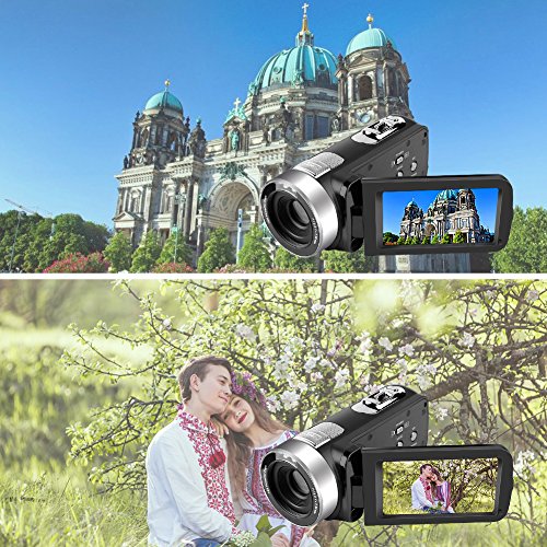 Camcorder Video Camera Full HD 24.0MP Camcorders Digital Camera 1080p 3.0’’ Rotatable LCD for Vlogging Webcam Pause Function Dual LED Lights
