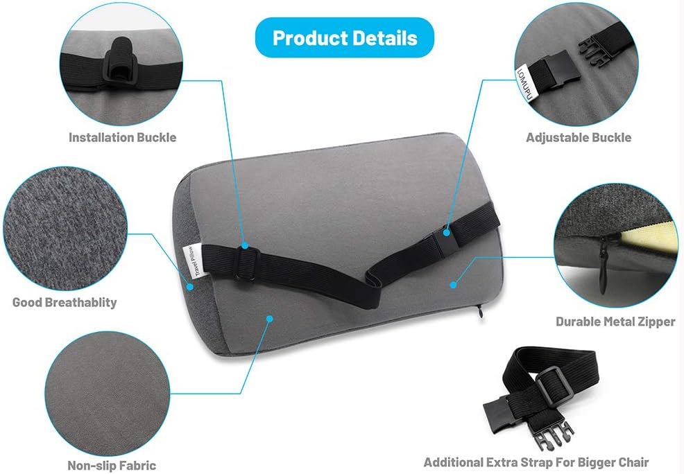 Lumbar Support Pillow for Office Chair and Car Seat Memory Foam Lower Back Lumbar Support Cushion Ergonomic Back Support Pillow for Back Pain Relief with Skin Affinity Cover: Kitchen & Dining