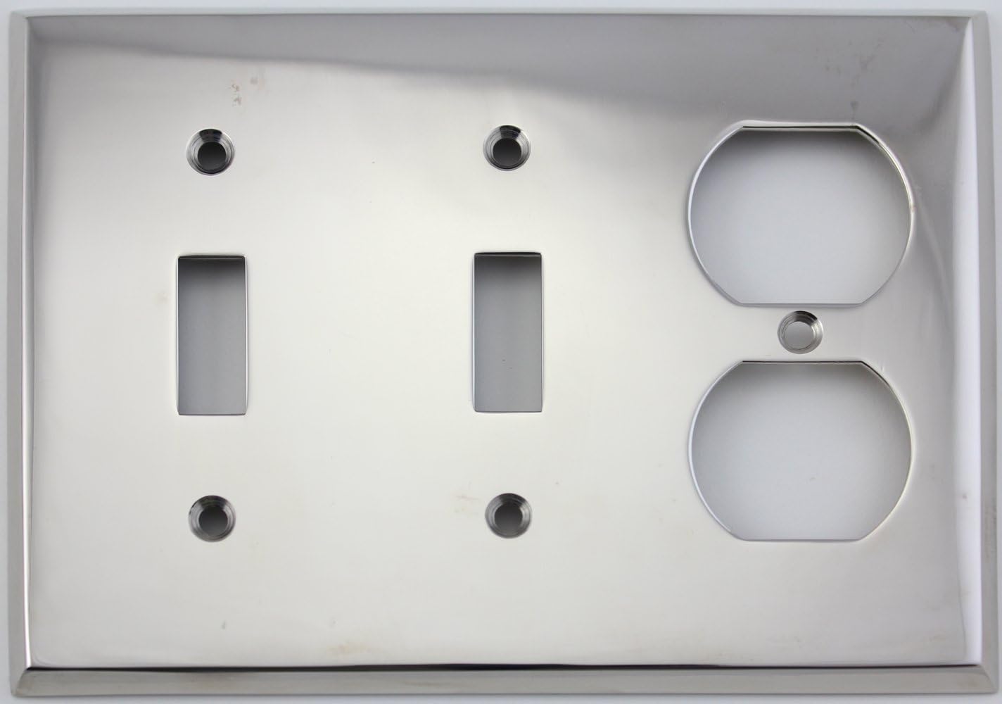 Polished Nickel 3 Gang Combination Switch Plate 2 Toggle Light Switch Openings 1 Duplex Outlet