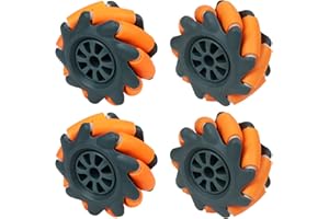 LewanSoul Mecanum Wheel, Omni-directional Wheel 65mm High Hardness Plastic Wheel, Orange Wheel Intelligent Robot Car Components, DIY Accessories(4PCS)