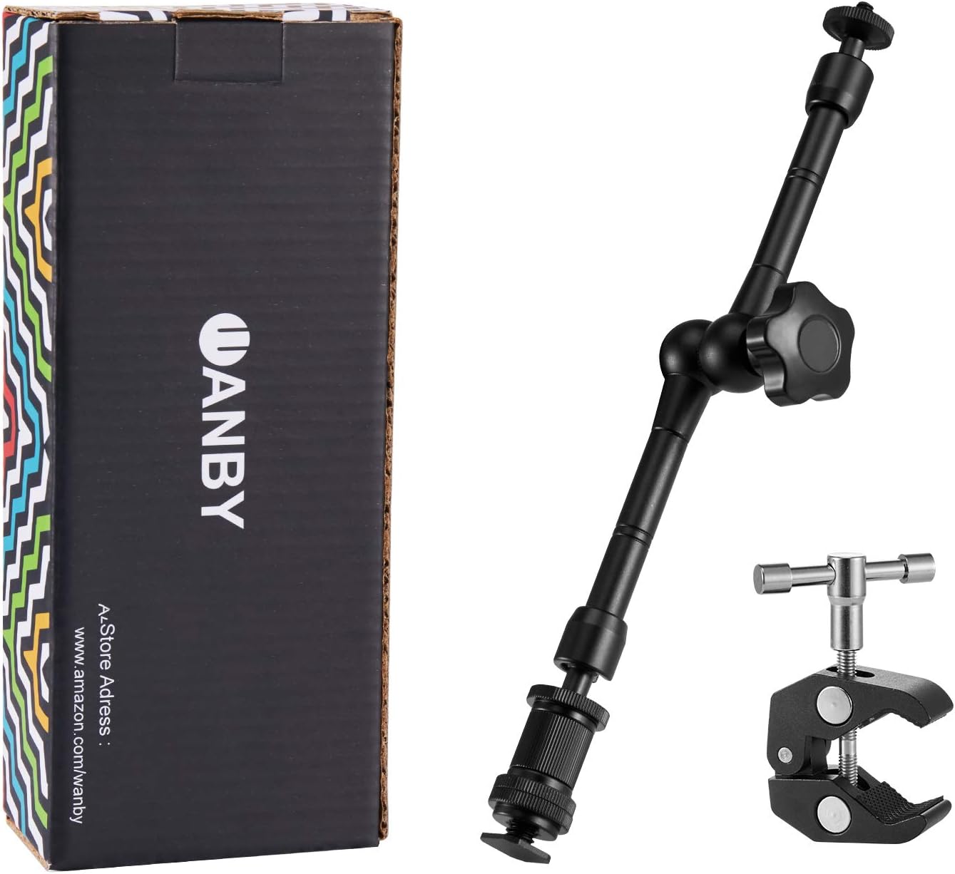 WANBY 11 Inch Articulating Friction Magic Arm & Large Adjustable Super Rod Clamp Pliers Clip with 1/4" and 3/8" Thread for Camera Rig LCD Monitor - Image 3