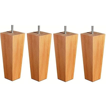 Footstools2u Four Tall Tapered Wooden Furniture Legs 200mm In