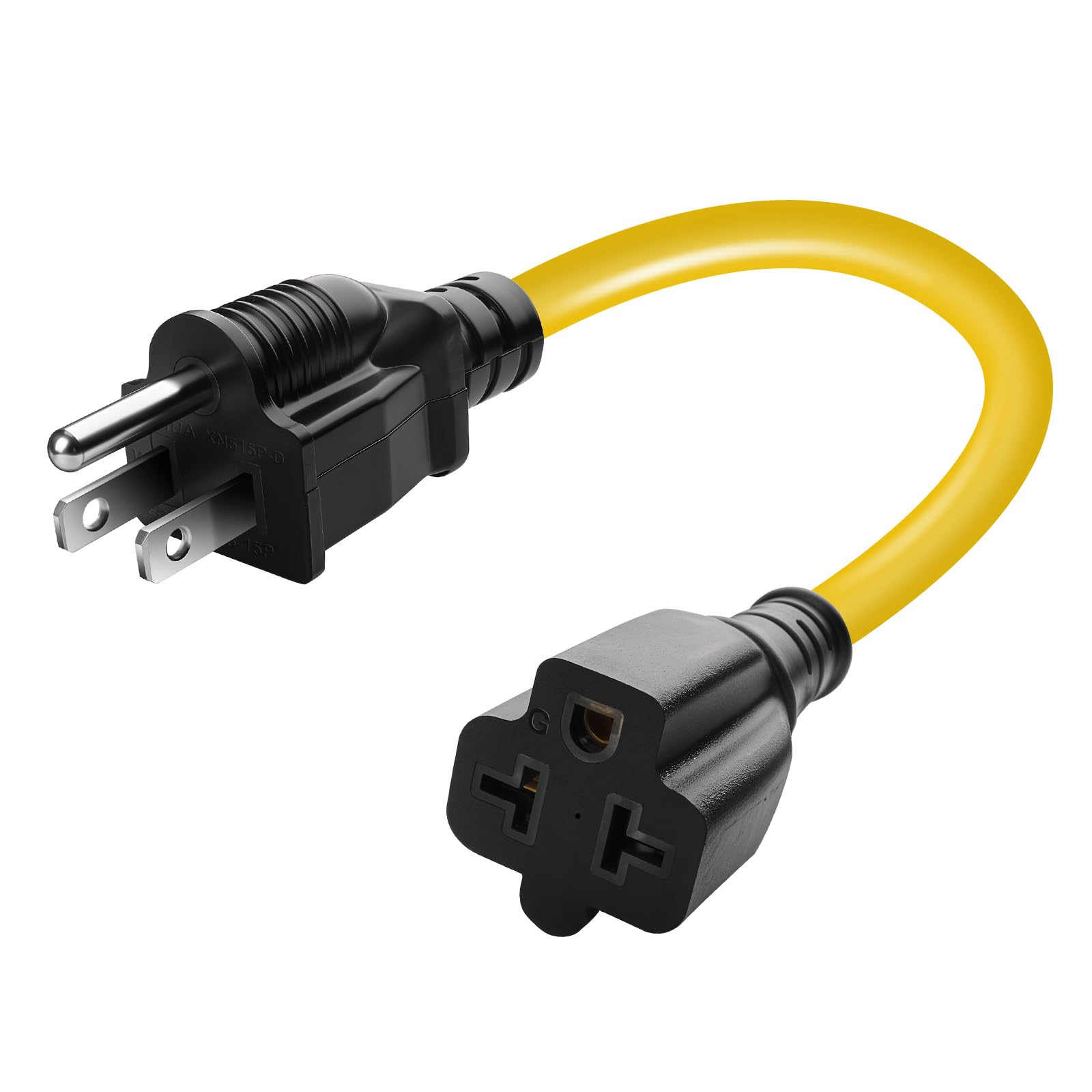 Photo 1 of 12AWG 15 Amp Household AC Plug to 20 Amp T Blade Adapter Cable, NEMA 5-15P to 5-15R/ 5-20R/ 6-15R/ 6-20R, 4 in 1 AC Adapter,15A 125V to 20A 250V Extension Cable, 1FT