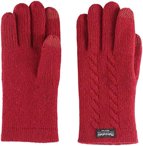 Bruceriver Ladie's Pure Wool Knit Gloves with Thinsulate Lining and Cable design