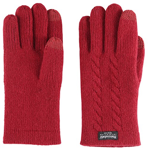 Bruceriver Ladie's Pure Wool Knit Gloves with Thinsulate Lining and Cable design