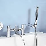 Hapilife Waterfall Bath Shower Mixer Tap Twin Lever 2 Hole Deck Mounted Chrome view 2