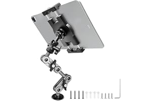 Porfortop Aluminum Heavy Duty Drill Base Tablet Holder Car Mount Dashboard, 14.2“ Long 360°3-Stage Metal Stand Bracket for 4.7-12.9" iPad Pro/Air/Mini/Samsung Galaxy Tab, for Car Auto Truck Wall Desk