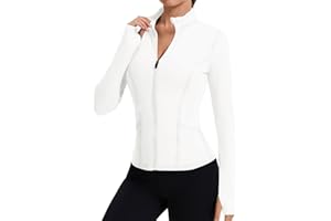 LOMON Women's Athletic Jackets Cropped Long Sleeve Workout Tops Yoga Zip Up Jackets Gym Tops Golf Shirts