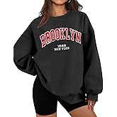 LOMON Oversized Sweatshirt for Women Crewneck Long Sleeve Casual Fleece Tops Graphic Hoodies Pullover Sweater