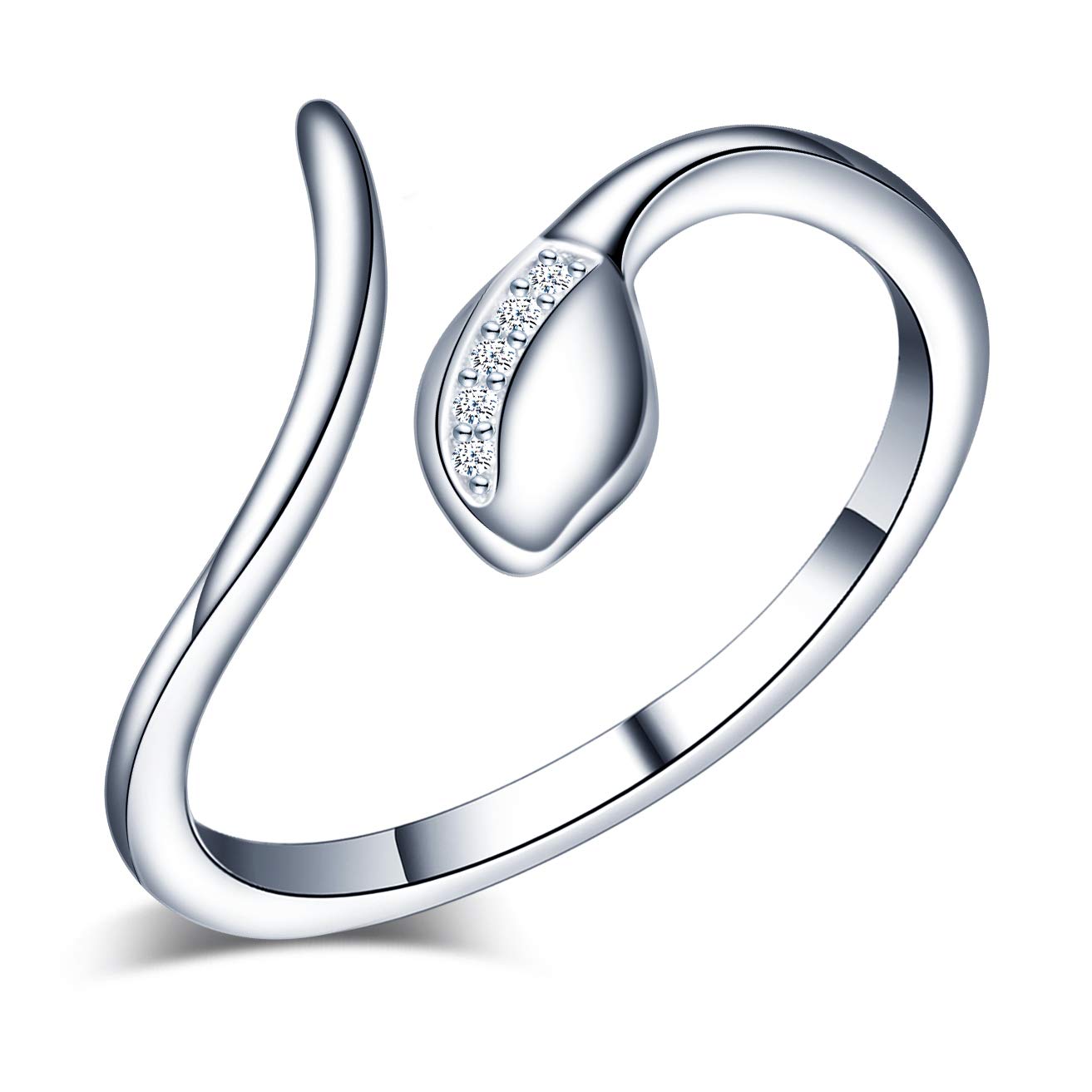 Snake Serpent Finger Ring 925 Sterling Silver Band Ring Women Christmas Valentines Day Gift