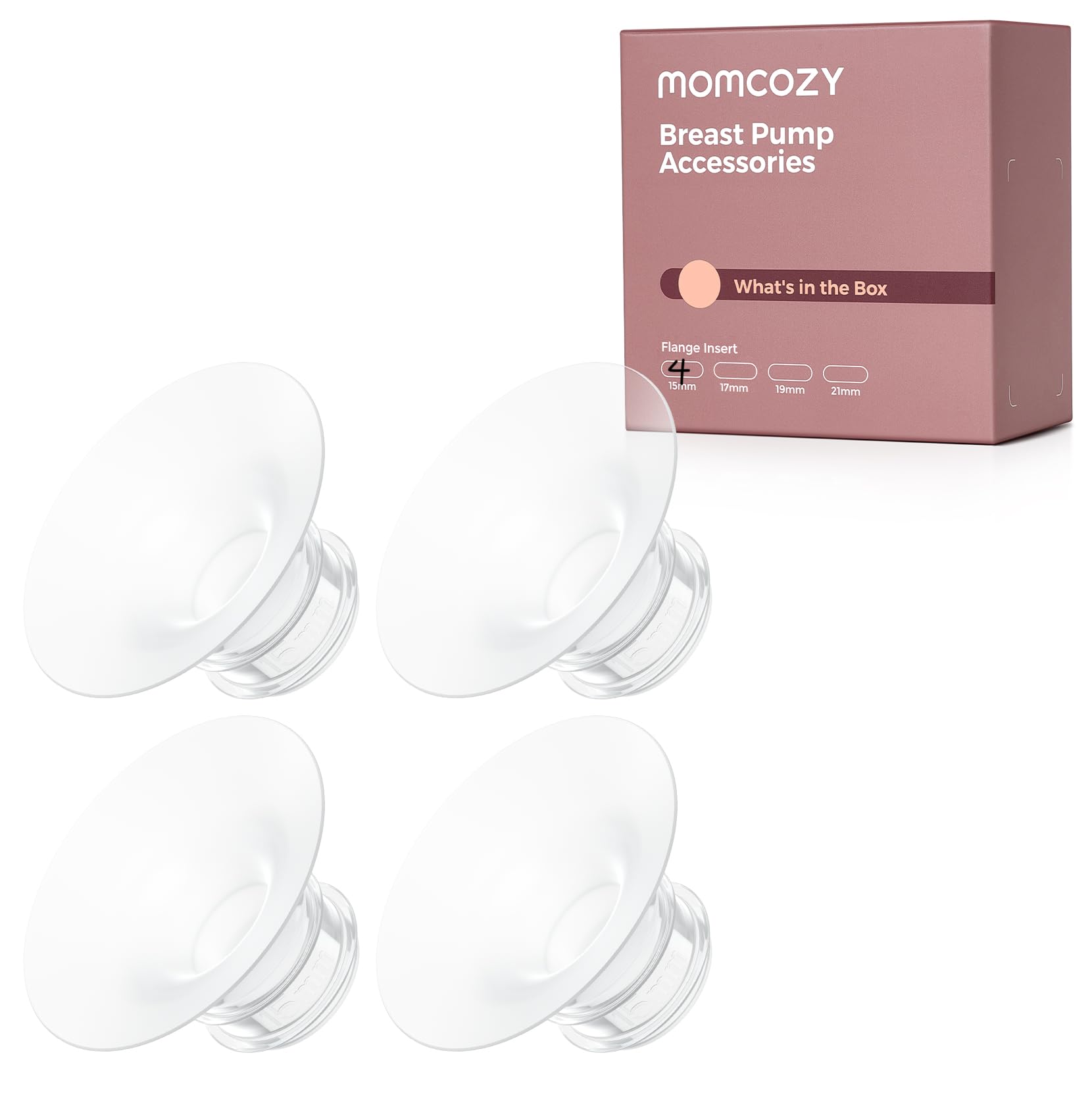 Photo 1 of Momcozy Original Replacement Accessories for M5| M6| M9, Food-Grade Silicone & BPA Free, Original Breastfeeding Parts, Inserts 17mm, 4 Pack