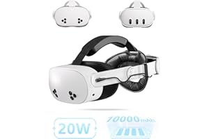 Saqico Battery Head Strap for Meta Quest 3 - Elite Strap with 10000mAh Battery Pack Accessories Fast Charger to Extend Quest 3 2-4H Playtime - Ergonomic Design Applying Comfort & Reducing Pressure