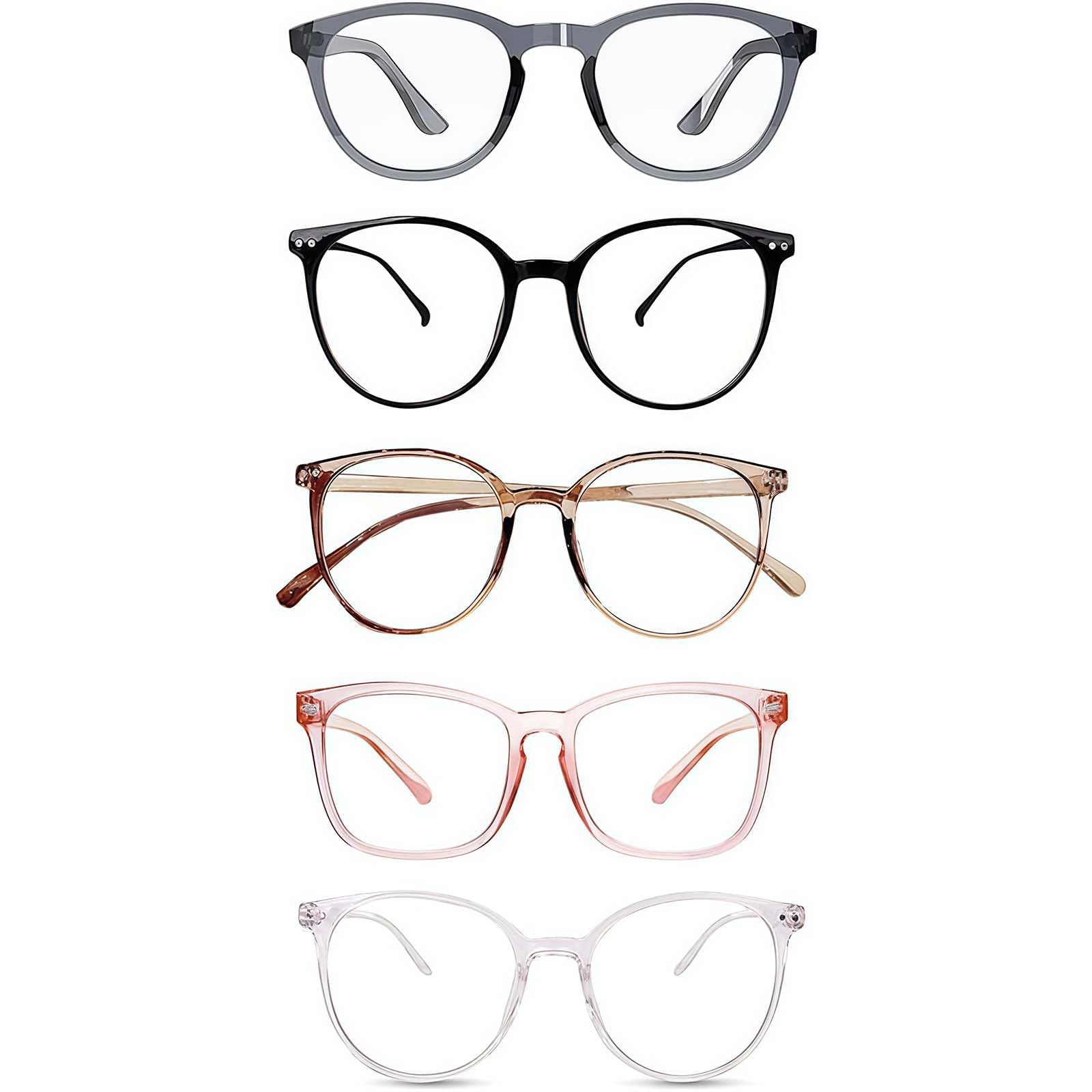 5 PCS Blue Light Glasses Womens, Lightweight Anti Glare Glasses for Women Men Fashion Bluelight Glass Womens, Durable Blue Light Blocking Glass Women Anti Eyestrain