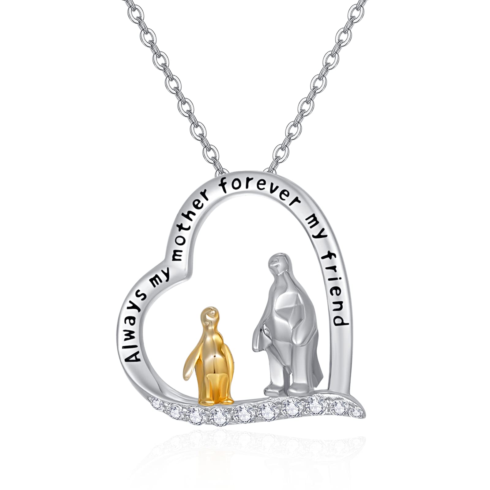 TANGPOET Mother Daughter Necklace Penguin Necklace Penguin Gifts 925 Sterling Silver Cute Animal Mother Daughter Jewelry Gifts for Mom Her Wife