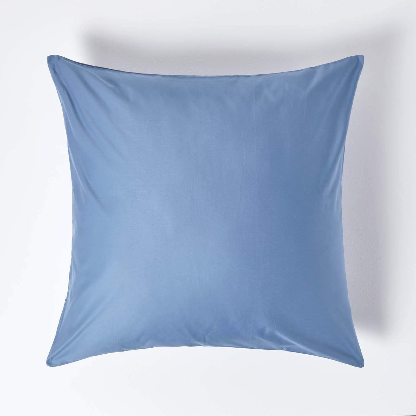 HOMESCAPES 1000 Thread Count Egyptian Cotton Blue 80 x 80 cm Pillowcase Euro Size Luxury Pillow Case