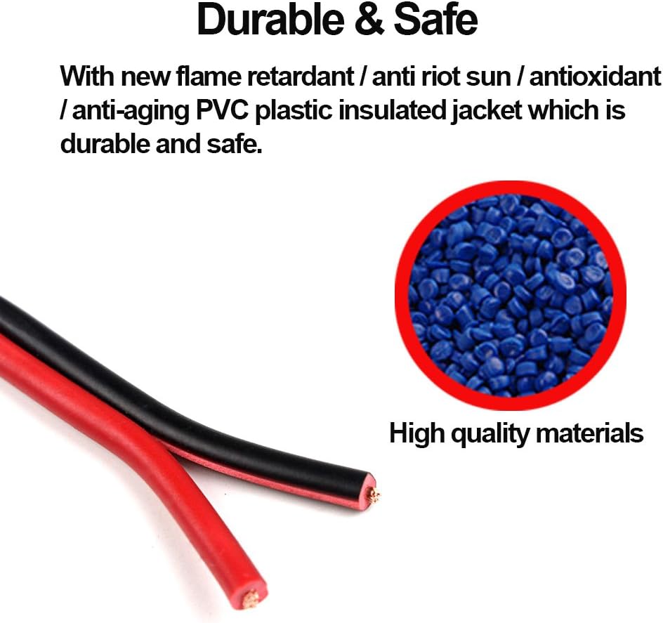 100FT 18 AWG Gauge Electrical Wire, DC 12V Hookup Red Black Copper Stranded Auto 2 Cord, Flexible Extension Cable with Spool for LED Ribbon Lamp Light or Low Voltage Products by MILAPEAK: Industrial & Scientific