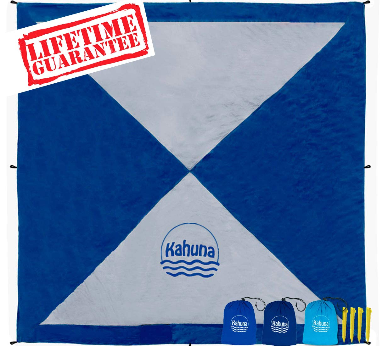 Kahuna Large Beach Blanket Compact Sand Free Beach Blanket Beach Sheet Picnic Blanket Made From Strong Parachute Nylon Includes Sand Anchor