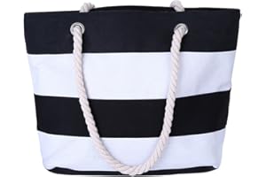 Nevenka Canvas Tote Beach Bag With Zipper Top Handle Handbag Shoulder Bags Shopping Bag