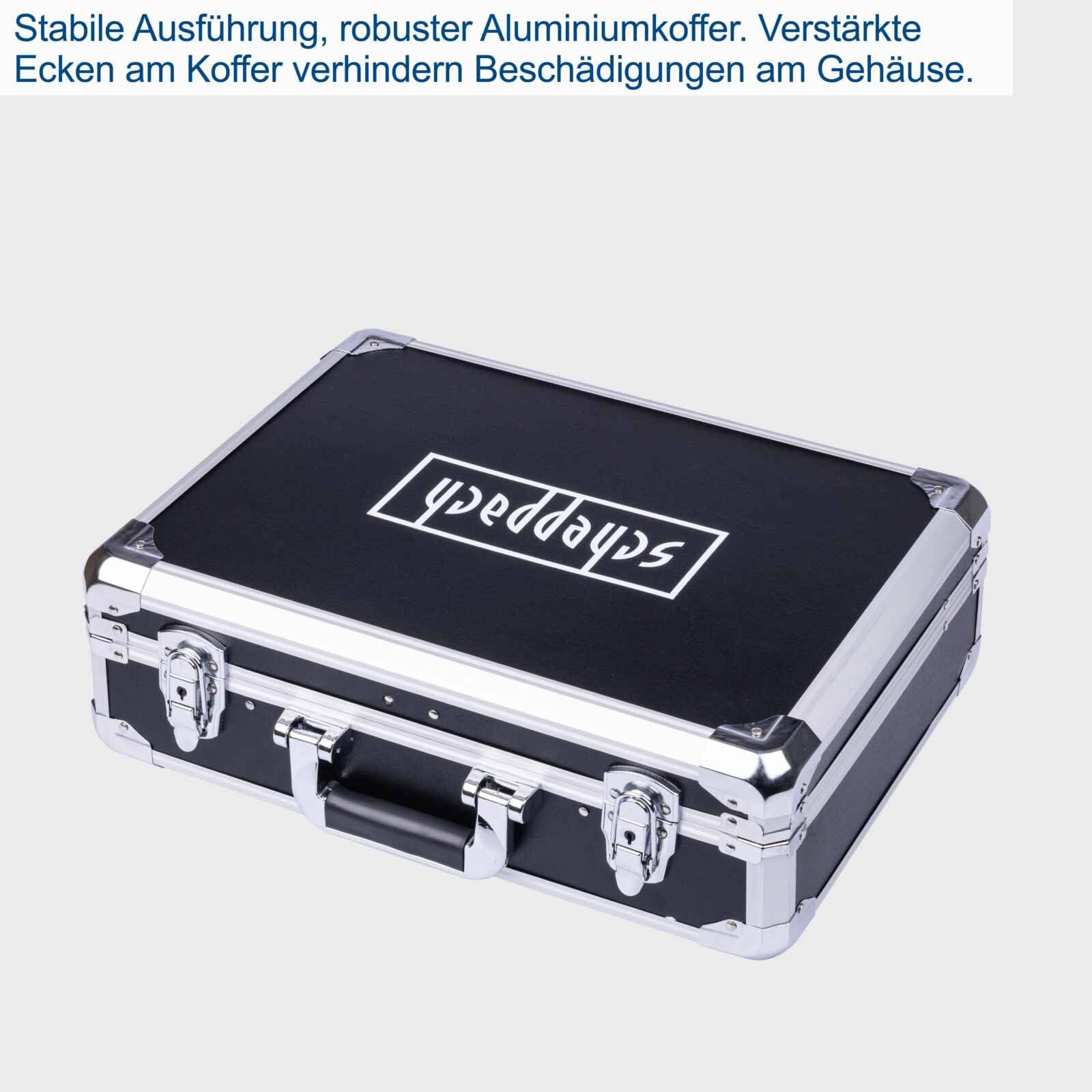 Scheppach TB200 Aluminium Werkzeugkoffer gefüllt 141-tlg Werkzeug Set | Werkstattkoffer bestückt mit Schraubenschlüssel, Hammer, Zange, Schraubenzieher, Werkzeugkiste für Werkstatt und Haushalt 9