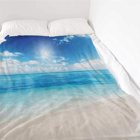 Summer Blanket Golden Beach View from Caribbean Sea in a