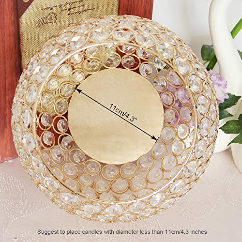 VINCIGANT Gold Crystal Bowl Candle Holders Centerpieces for Dining Room