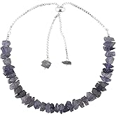 GEMSPLACE Natural Iolite Raw Bar Bracelet, Rough Stones, Silver Plated, Chakra Healing Crystals, Adjustable Slider, Women Jewelry, Mothers Day Gifts