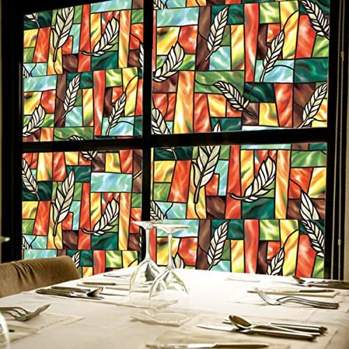 Viclover Non-adhesive Static Stained Vinyl Window Film Panel Privacy Window Glass Cling Decorative for Home Bathroom Bed Room (17.71 inches by 78.74 inches)