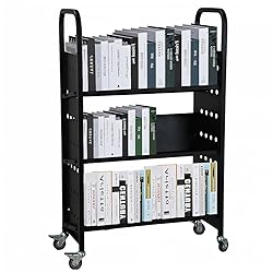 Book Cart, Three Layer Single Sided V-Shaped