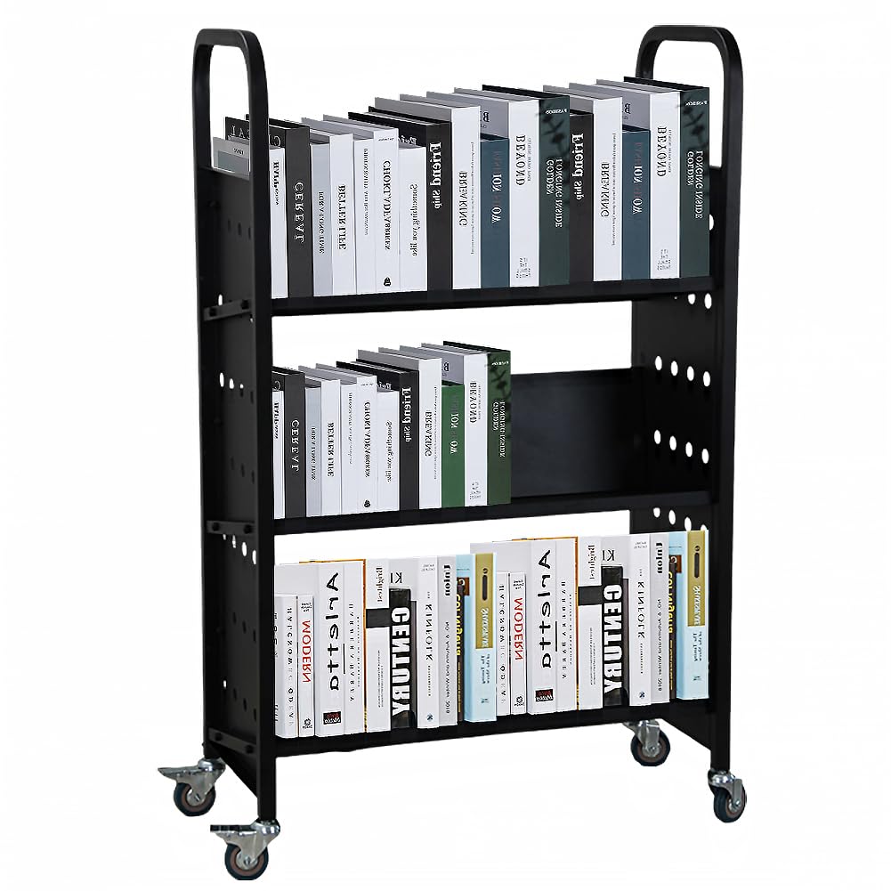 Book Cart, Three Layer Single Sided V-Shaped