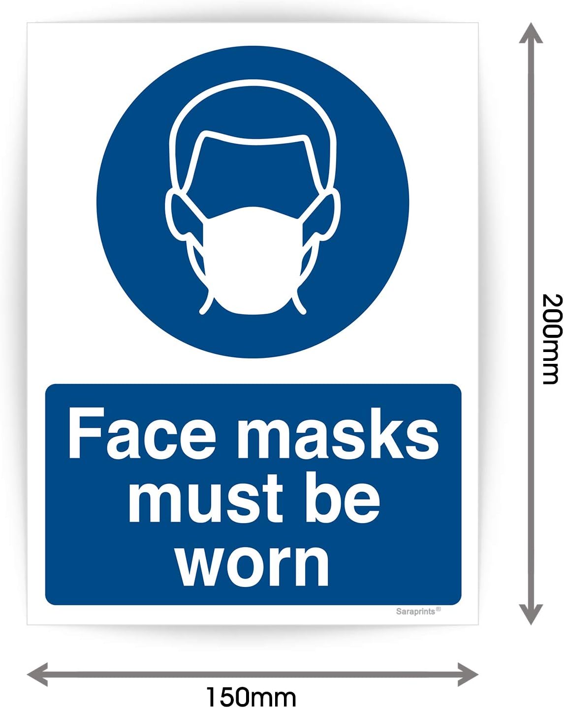 Pack of 2 Face Mask Sign Stickers Self Adhesive Vinyl 150mm x 200mm V1107, Blue, 150 x 200 mm - Image 4